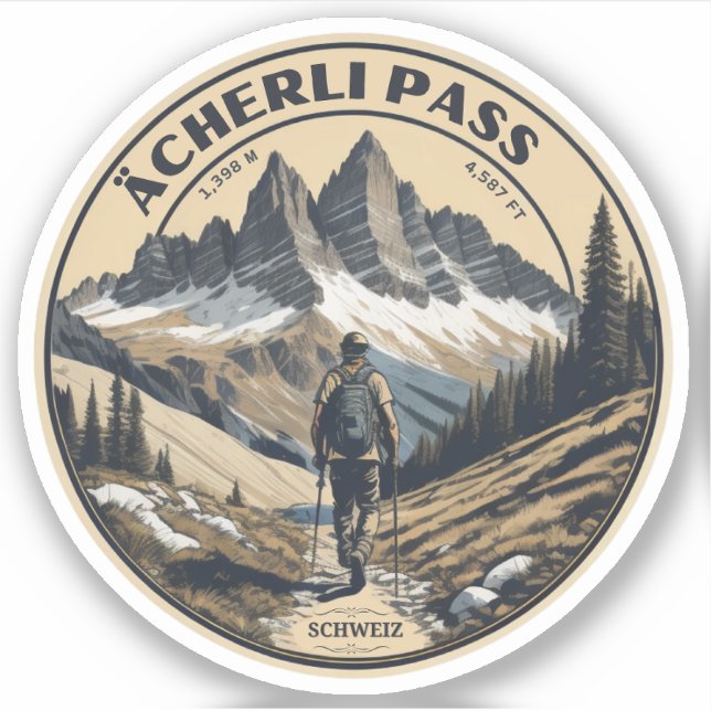 Acherli Pass: swiss mountain pass hiking trail (Front)