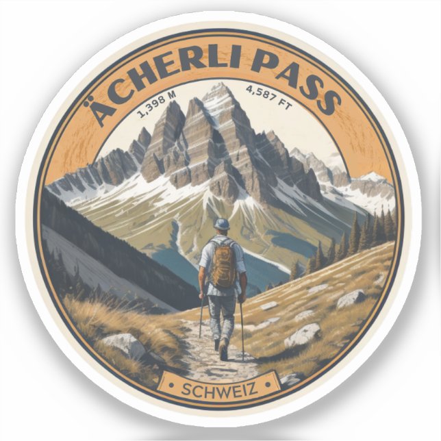 Acherli Pass swiss mountain pass hiking trail gift (Front)