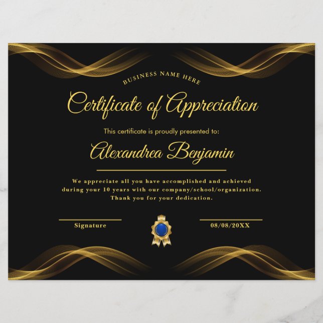 Achievement Appreciate Certificate (Front)
