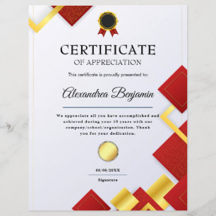 Achievement Appreciate Gold Blue Certificate