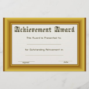 Achievement Award With Gold Edges