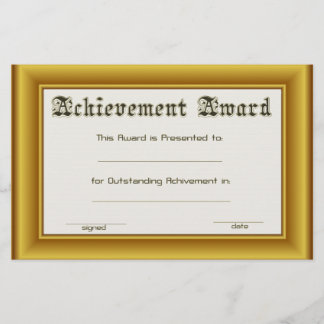 Achievement Award  With Gold Edges
