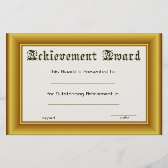 Achievement Award  With Gold Edges (Front)