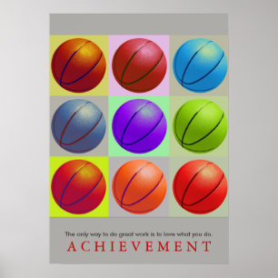 Achievement Motivational Basketball Pop Art Poster