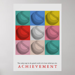 Achievement Motivational Retro Baseball Pop Art Poster