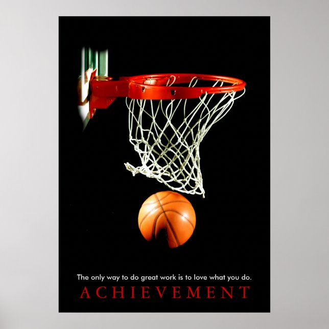Achievement Quote Motivational Basketball Poster (Front)