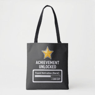 Achievement Unlocked Found Motivation Gamer Style Tote Bag