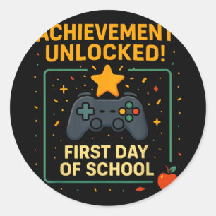 Achievement unlocked funny new back to school classic round sticker