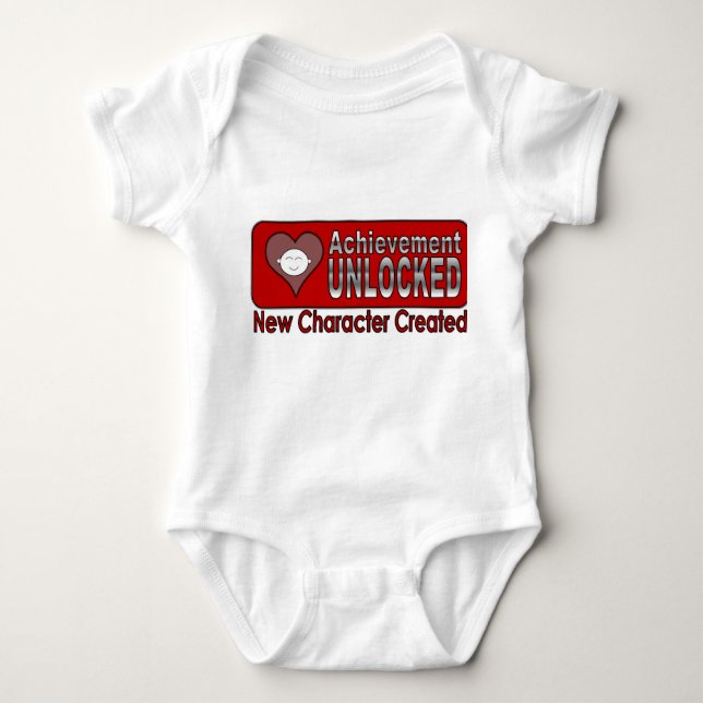 Achievement Unlocked New Baby RED Baby Bodysuit (Front)