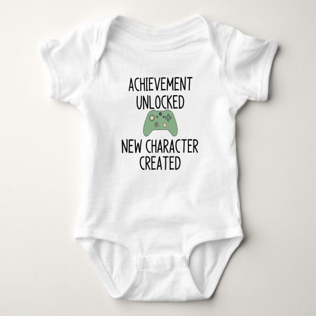 Achievement unlocked new character created baby bodysuit (Front)