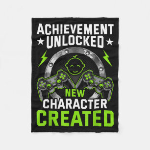 Achievement Unlocked New Character D Video Gamer  Fleece Blanket