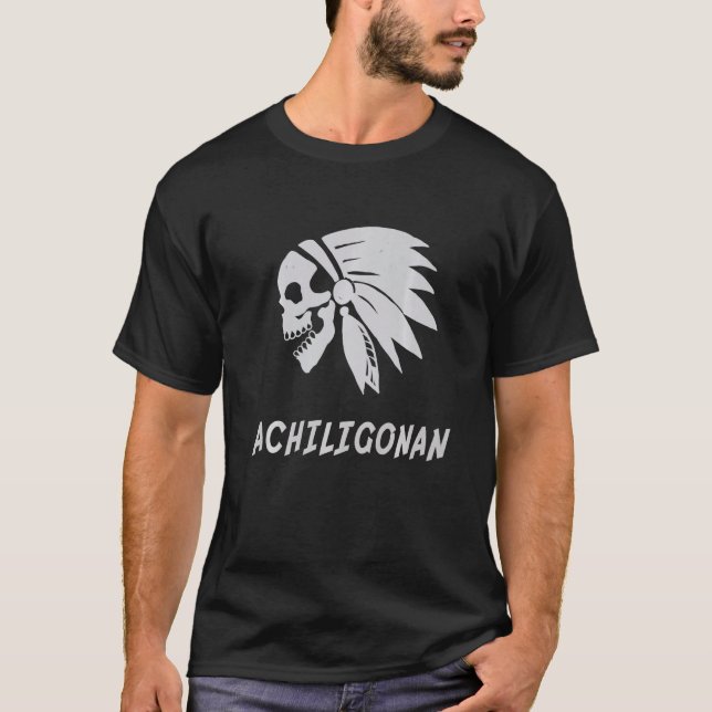 Achiligonan Native American Indian Evil Skull   T-Shirt (Front)