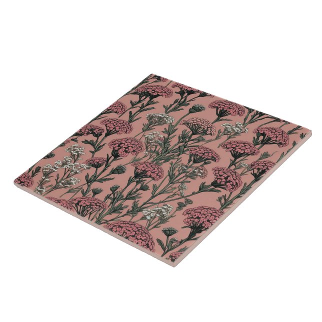 Achillea Desert Eve Deep Rose pattern Ceramic Tile (Side)