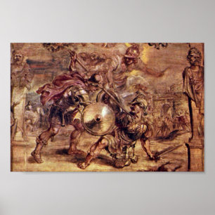 Achilles Defeated Hector.,  By Peter Paul Rubens Poster