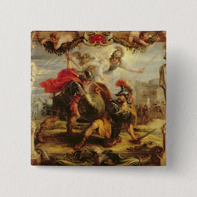 Achilles Defeating Hector, 1630-32 15 Cm Square Badge (Front)