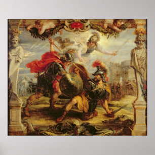 Achilles Defeating Hector, 1630-32 Poster