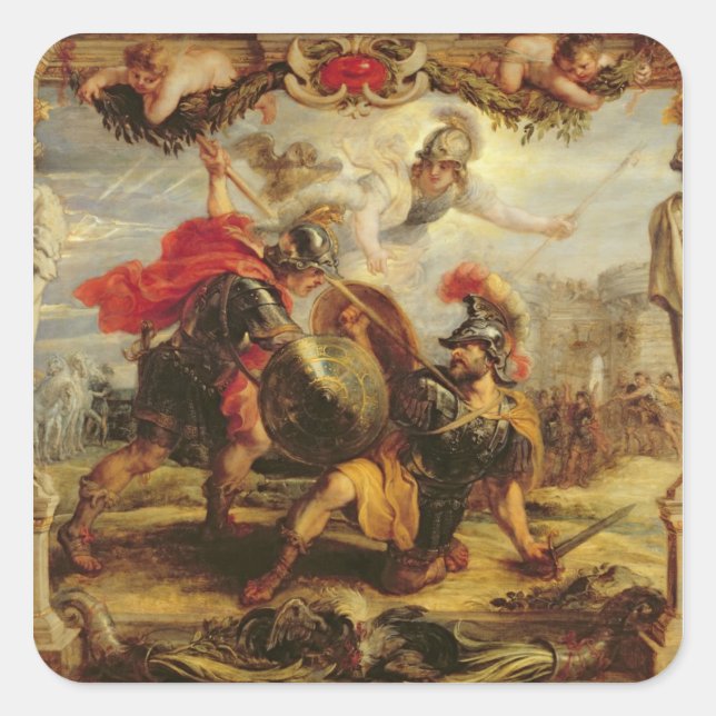 Achilles Defeating Hector, 1630-32 Square Sticker (Front)