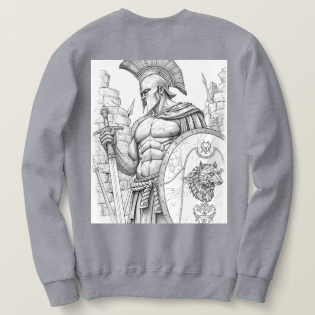 Achilles Greek Hero Warrior Sketch Art Hoodie (Design Back)