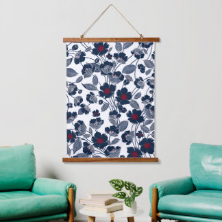 Achromatic flower pattern hanging tapestry