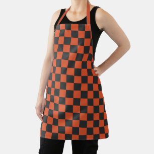 Acid green black checkerboard pattern apron