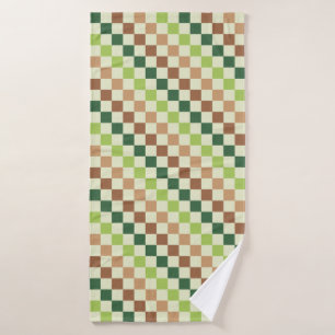 Acid green black checkerboard pattern bath towel s