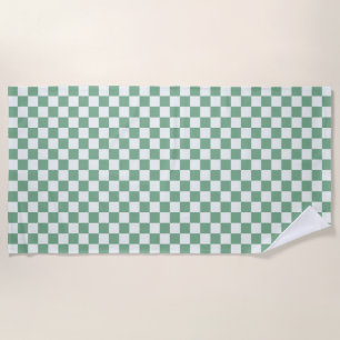 Acid green black checkerboard pattern beach towel