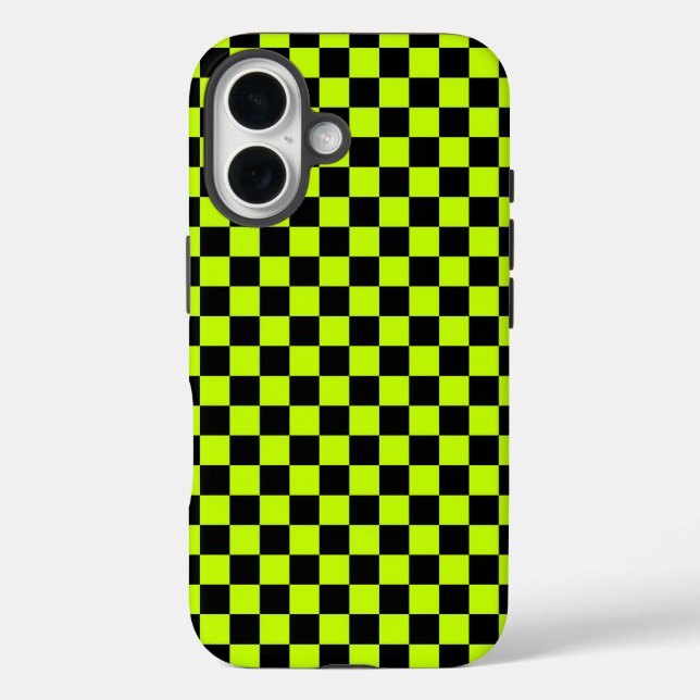 Acid green black checkerboard pattern Case-Mate iPhone case (Back)