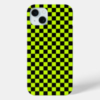 Acid green black checkerboard pattern