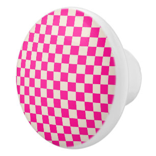 Acid green black checkerboard pattern ceramic knob