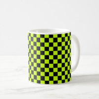 Acid green black checkerboard pattern