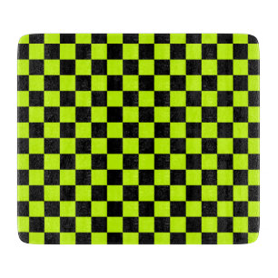 Acid green black checkerboard pattern cutting board