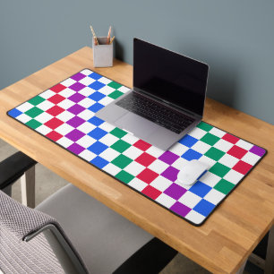 Acid green black checkerboard pattern desk mat