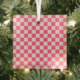 Acid green black checkerboard pattern glass orname tree decoration