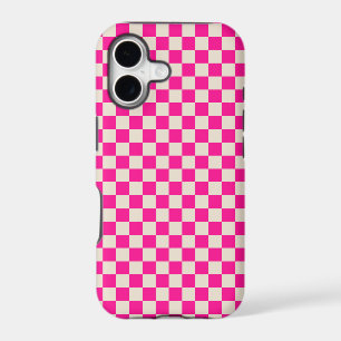 Acid green black checkerboard pattern iPhone case