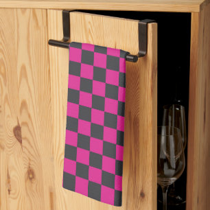 Acid green black checkerboard pattern kitchen towe tea towel
