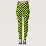 Acid green black checkerboard pattern leggings<br><div class="desc">A vibrant checkerboard pattern with alternating neon yellow and black squares creates a striking geometric design,  conveying a bold and energetic tone.</div>