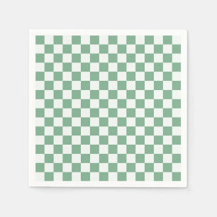 Acid green black checkerboard pattern napkins