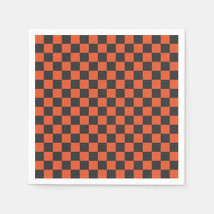 Acid green black checkerboard pattern napkins