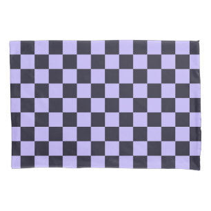 Acid green black checkerboard pattern pillow case
