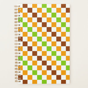Acid green black checkerboard pattern planner