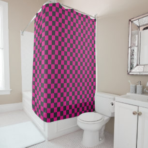 Acid green black checkerboard pattern shower curta curtain