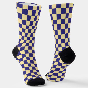 Acid green black checkerboard pattern socks