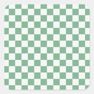 Acid green black checkerboard pattern square stick sticker