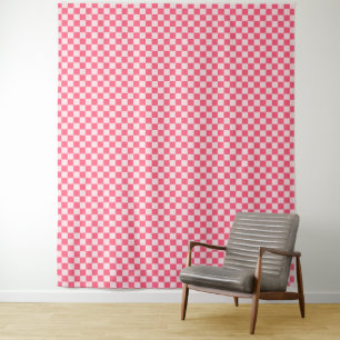 Acid green black checkerboard pattern tapestry