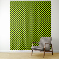 Acid green black checkerboard pattern
