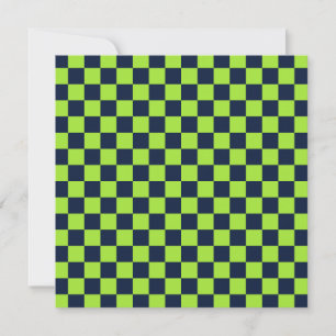 Acid green black checkerboard pattern thank you ca card