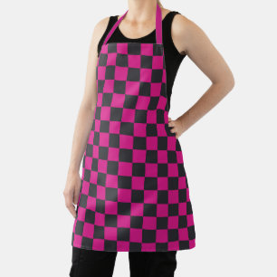 Acid green black chequerboard pattern apron