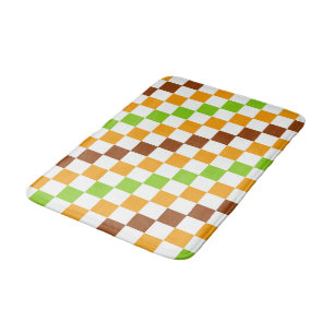 Acid green black chequerboard pattern bath mat