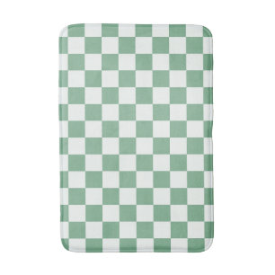 Acid green black chequerboard pattern bath mat