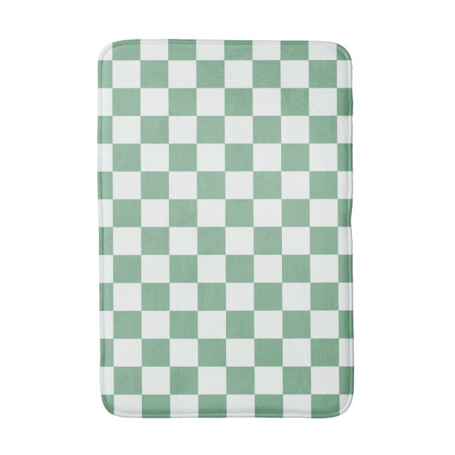 Acid green black chequerboard pattern bath mat (Front Vertical)